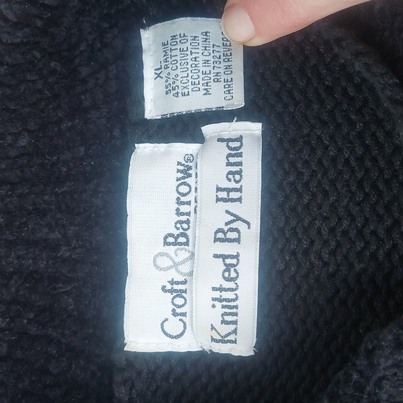 Christmas Sweater Croft & Barrow Wms Zipper Cardigan Sz M Patchwork Hand Knit XL - Picture 3 of 5